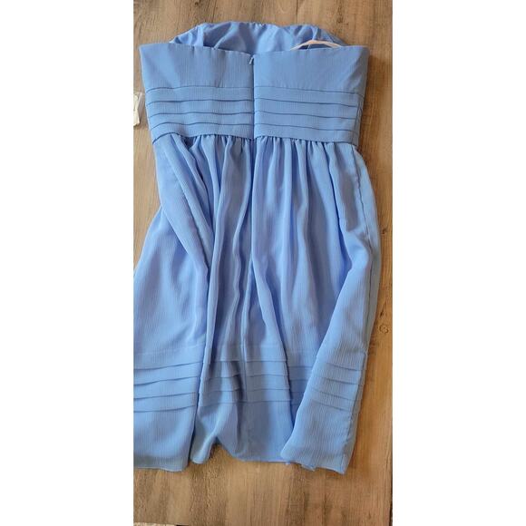 David's Bridal Blue Strapless Chiffon Short Dress Pleated Detail - NWT! Size 12 - Picture 3 of 5